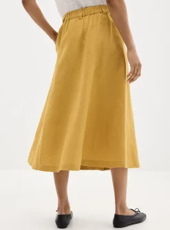 Pure linen button-up skirt