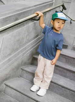 Pure linen colour blocks cap