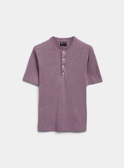 Pure linen knit Henley sweater