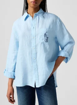 Pure linen logo shirt