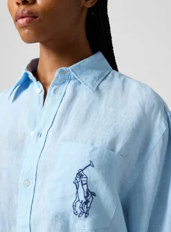 Pure linen logo shirt