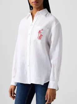 Pure linen logo shirt