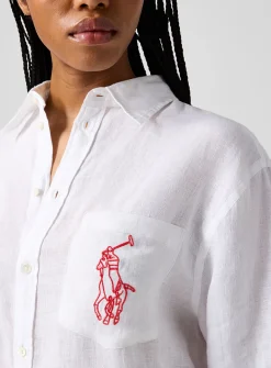 Pure linen logo shirt