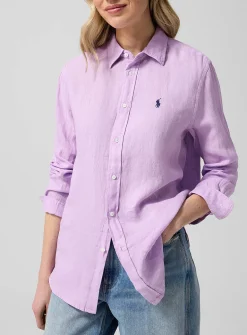 Pure linen logo shirt