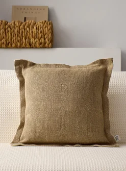 Pure linen ruffled removable-cover cushion