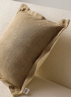 Pure linen ruffled removable-cover cushion