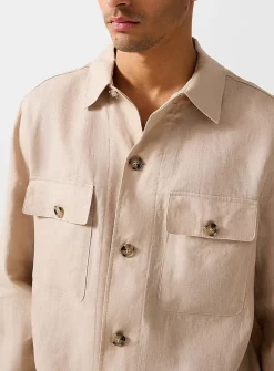 Pure linen safari overshirt