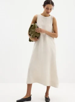 Pure linen trapeze maxi dress