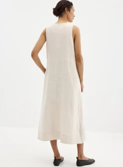 Pure linen trapeze maxi dress