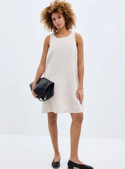 Pure linen trapeze minidress