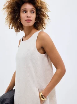 Pure linen trapeze minidress