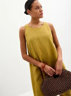 Pure linen trapeze minidress