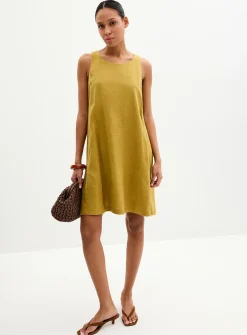 Pure linen trapeze minidress
