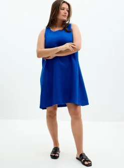 Pure linen trapeze minidress