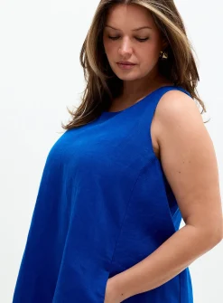 Pure linen trapeze minidress
