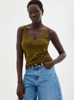 Pure linen V-neck cami