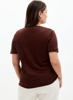 Pure linen V-neck T-shirt