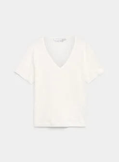 Pure linen V-neck T-shirt
