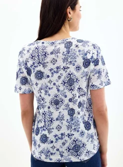 Pure linen V-neck T-shirt