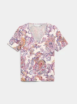 Pure linen V-neck T-shirt