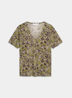 Pure linen V-neck T-shirt