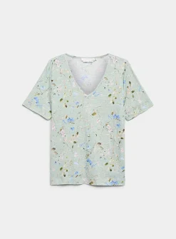 Pure linen V-neck T-shirt