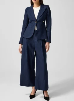 Pure linen wide-leg pant