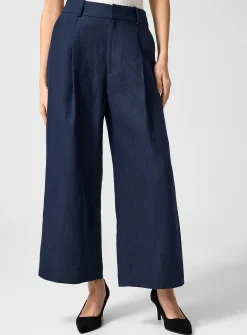 Pure linen wide-leg pant