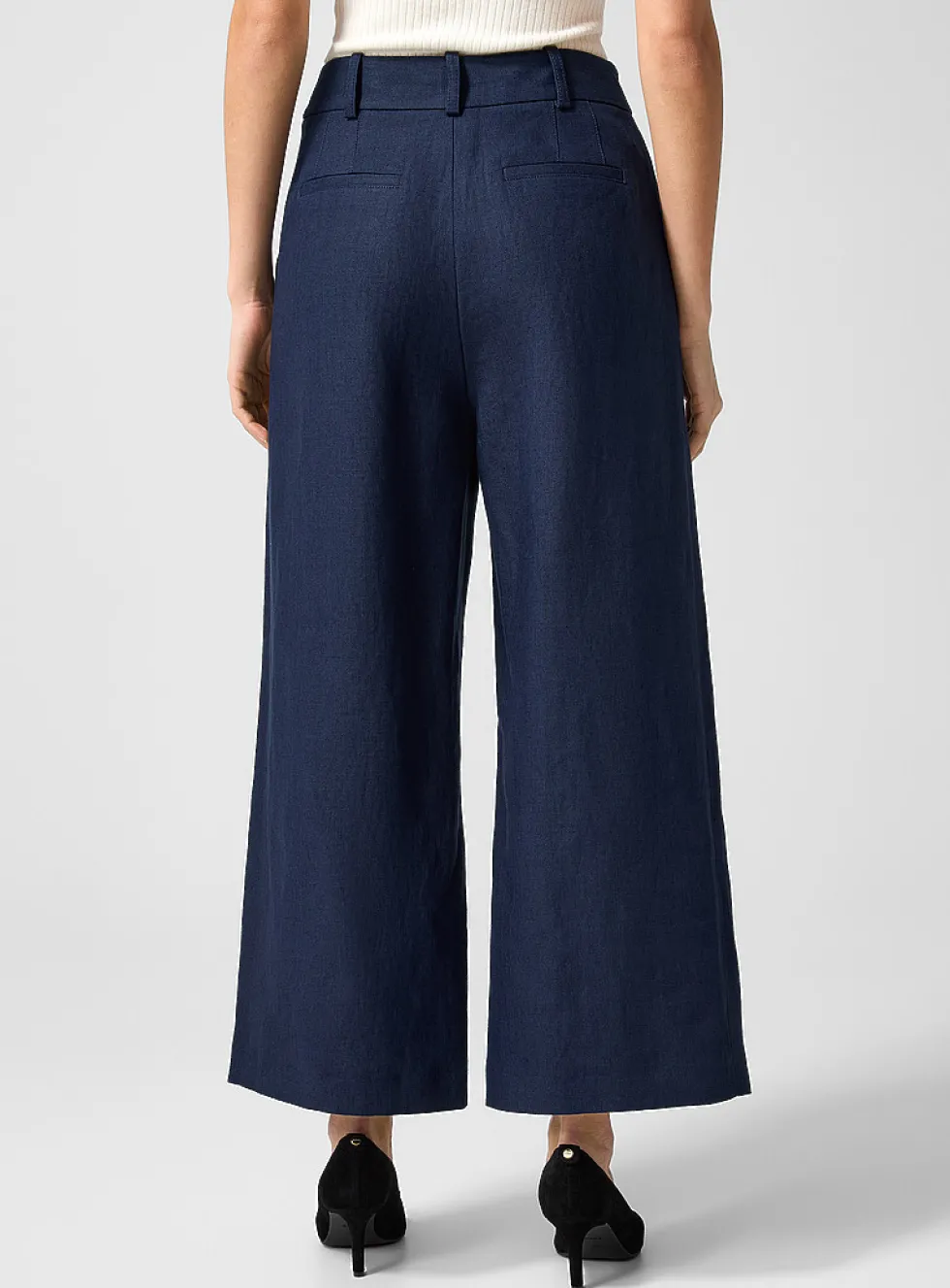 Pure linen wide-leg pant