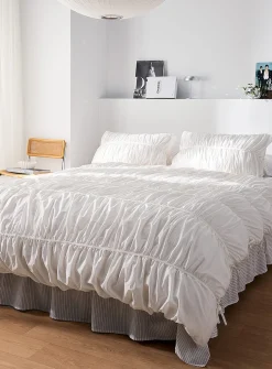 Pure organic cotton ruffled duvet cover set