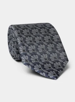 Pure silk blue pattern tie