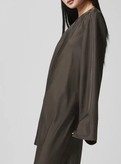 Pure silk loose-sleeve dress
