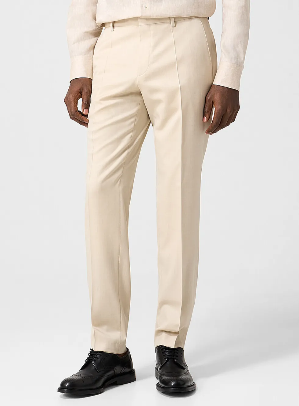 Pure virgin wool fitted ivory-coloured pant