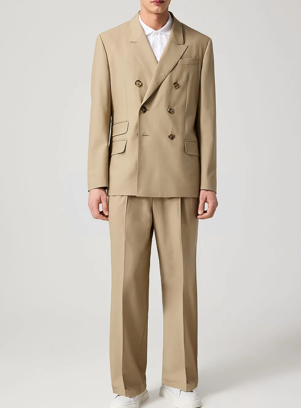 Pure wool pleated wide-leg pant