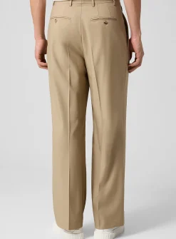 Pure wool pleated wide-leg pant
