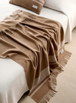 Pure wool striped throw