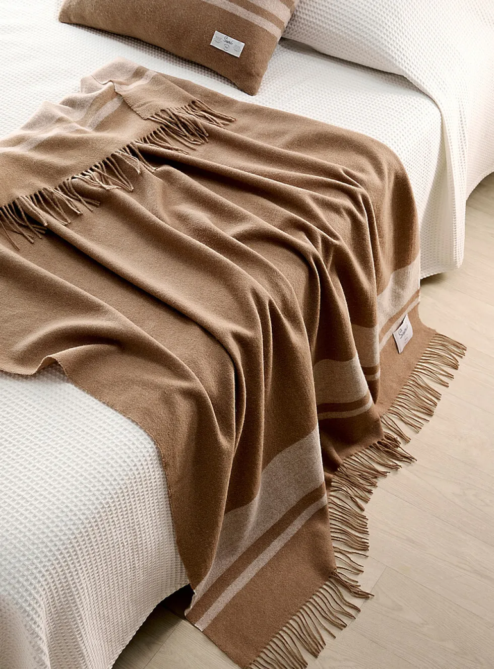 Pure wool striped throw