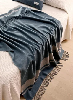 Pure wool striped throw
