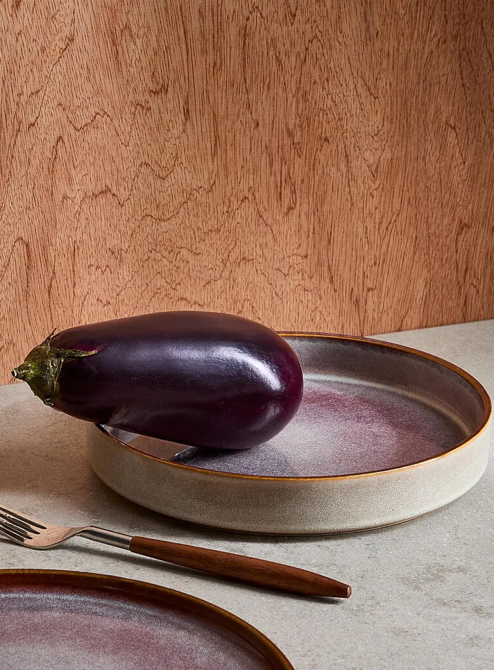 Purple-hued speckles pasta bowl