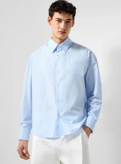 Pyjama-stripe poplin shirt