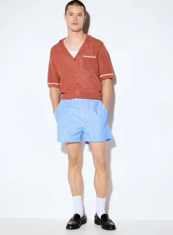 Pyjama-stripe poplin short