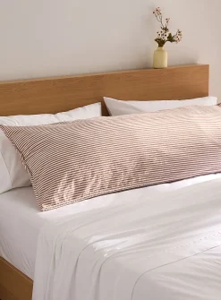 Pyjama-stripe pure organic cotton body pillow sham