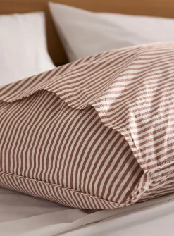 Pyjama-stripe pure organic cotton body pillow sham