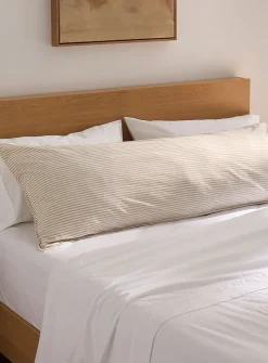 Pyjama-stripe pure organic cotton body pillow sham