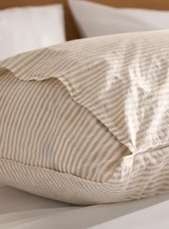 Pyjama-stripe pure organic cotton body pillow sham