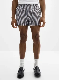 Pyjama-striped poplin short