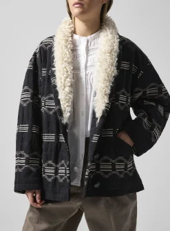 Qayla high-pile fleece underside shawl collar coat