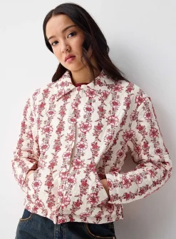Quilted pink flowers jacket