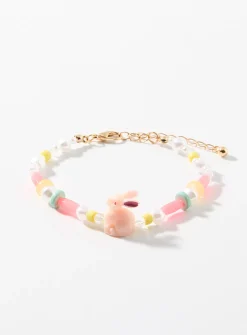 Rabbit bead and pearl bracelet