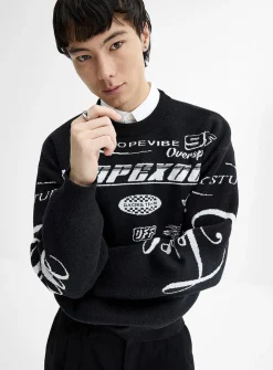 Racing jacquard loose sweater